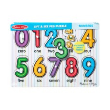 NUMBER PEG PUZZLE LIFT & SEE- 10PC