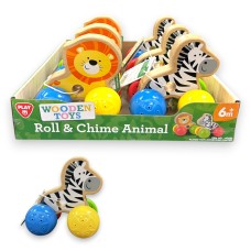  ROLL & CHIME ANIMAL 2 ASSORTED (LION, ZEBRA) IN DISPLAY
